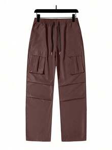 Manfinity Homme Loose Fit Men Flap Pocket Side Cargo Pants - Burgundy - View 3