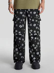 Manfinity VCAY Pantalones rectos holgados con estampado digital tejidos para hombre