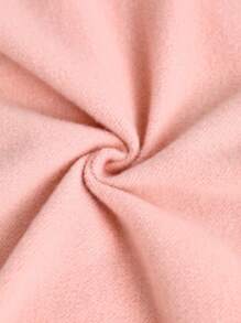 SHEIN Tween Girls' Simple Street Style Knit Pullover Hoodie - Baby Pink - View 3