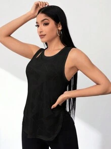 SHEIN Sports 罗纹针织工字背心运动背心