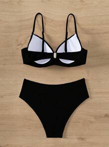 SHEIN Swim Damskie seksowne bikini w jednolitym kolorze na letnią plażę