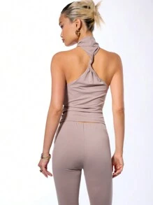 MUSERA Gerafftes Top mit Trägerhals für Ausgehen, Urlaub, Frühling, Sommer, Herbst, elegant