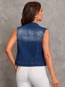 EMERY ROSE Chaleco vaquero informal lavado de verano para mujer