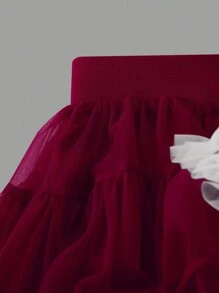 SHEIN Tween Girls' Casual Elegant Cute Tulle Skirt