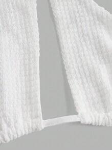 SHEIN ICON Ladies' Summer Pleated Lace Trim Halter Neck Deep V-Neck Backless Tie Bralette Camisole