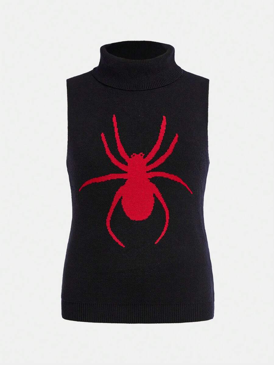 Parte superior de tirantes informal y de moda para niñas preadolescentes con un diseño elegante, dulce y versátil adecuado para varias ocasiones como la escuela, picnics y tiempo de juego. El cuello redondo y el estilo de pullover crean un look simple y fácil de combinar. El patrón tejido de araña agrega un toque único que muestra el estilo personalizado de la usuaria. La tela cómoda garantiza una experiencia de uso agradable. - Negro - Ver 1