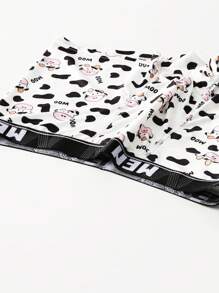 Men's Letter & Cow Print Casual Boxer Shorts - White - View 3