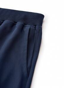 SHEIN TaskFit Plus Size Women's Solid Color V-Neck Top & Pants Uniform Scrub Set - Navy Blue - View 12