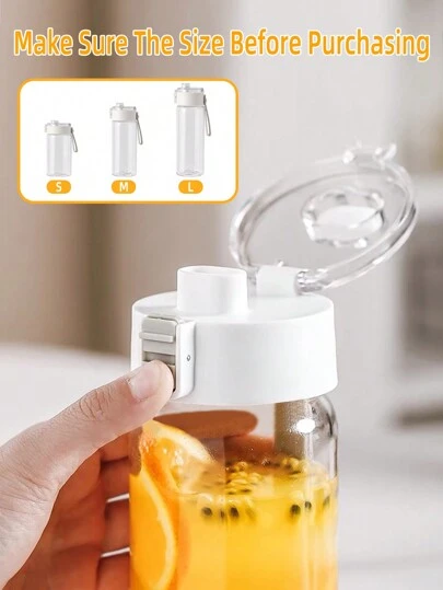 SHEIN Basic living 1PC Water Bottle  Wide Mouth Water Bottle Transparent Water Jug Leakproof Durable Removable Strainer For Fitness, Gym, Outdoor Sport