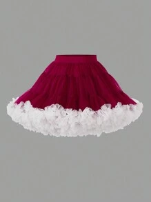 SHEIN Tween Girls' Casual Elegant Cute Tulle Skirt
