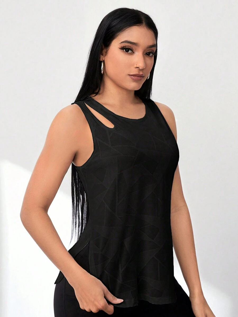 SHEIN Sports 罗纹针织工字背心运动背心