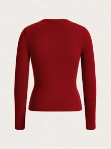 SHEIN BASICS Solid Ribbed Knit Tee