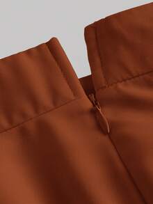 SHEIN MOD Váy mặc hàng ngày đơn giản màu trơn của phụ nữ - màu nâu - Xem 3