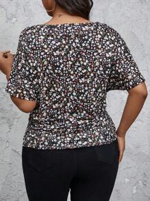 SHEIN Frenchy Áo thun tay lỡ xếp lớp cỡ lớn Dolman thường ngày dành cho nữ - Nhiều màu - Xem 2