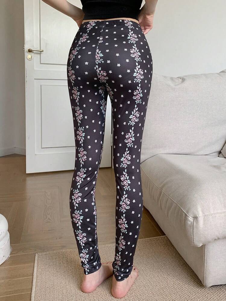 Elastic Patterned Fitted Pajama Bottoms