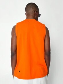 SUMWON Camiseta sin mangas de ajuste regular con estampado gráfico - Naranja - Ver 2