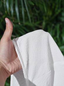 Slaydiva 度假白色扭纹镂空 3/4 袖宽松连体裤 - 白色 - 查看 7