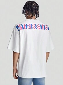 Manfinity VCAY 男士宽松英文字母图案印花圆领短袖T恤，夏季