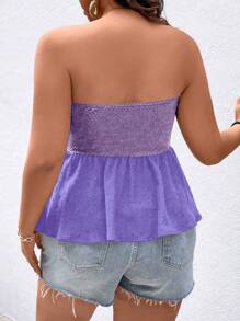 SHEIN Clasi Plus Size Solid Color Twist Hollow Ruffle Hem Sleeveless Women's Camisole Top - Purple - View 2