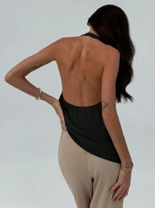 Aloruh Áo ba lỗ cổ tròn thời trang tối giản cho nữ - màu đen - Xem 3