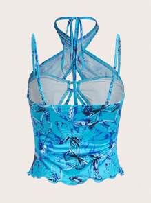 SHEIN X KeniaOs SHEIN ICON Áo Cami in họa tiết bướm phía trước - Nhiều màu - Xem 6