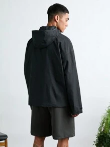 Manfinity VCAY Chaqueta de manga larga informal suelta con bordado abierta por delante para hombres a la moda