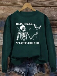 INAWLY Women's Oversized Drop Shoulder 'This Is My Last Flight' Graphic Sweatshirt