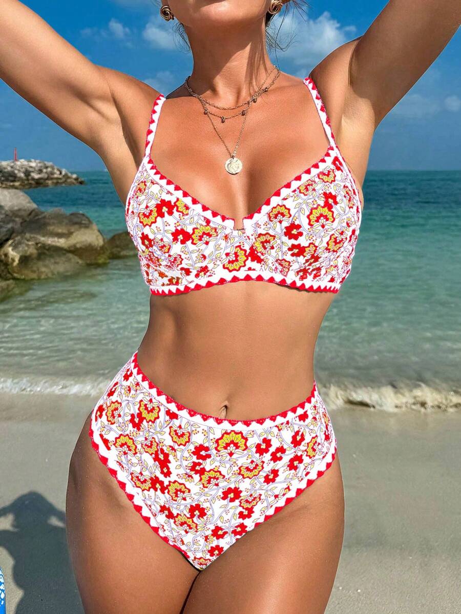 Swim Vcay Baju Renang Bikini Wanita Motif Acak, Cocok untuk Digunakan di Musim Panas - MultiWarna - View 1