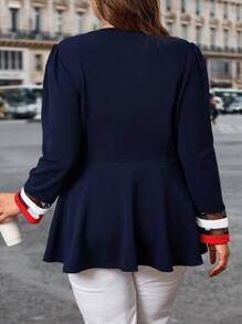 SHEIN Clasi Blazer azul marino de negocios elegante para mujer de talla grande, vestimenta de oficina para viajes, casual de negocios para mujeres - Negro - Ver 2