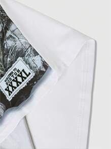 ROMWE MEN Street Life Camiseta de manga corta con estampado de estilo callejero y manga de murciélago para hombres, adecuada para uso diario en primavera y verano, escuela, Halloween