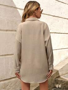 EURMUSE Floral Pattern Pocket Patched Shirt