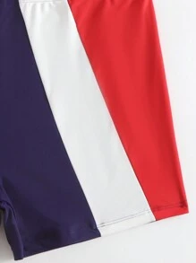 Manfinity 男式加大码夏季海滩撞色抽绳紧身泳裤