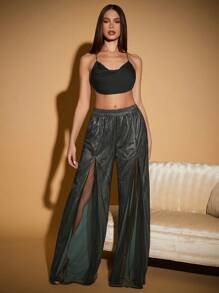 SHEIN Haute Damen Doppellagige Netz Durchsichtige Hose - Schwarz - Übersicht 6