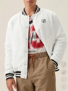 Manfinity VCAY Men Striped Loose Fit Padded Coat, Back To School, For Fall Winter - Multicolor - View 7