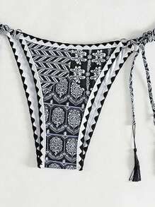 Conjunto de bikini sexy para mujer con estampado floral de verano, correa de cuello halter y ropa de baño separada