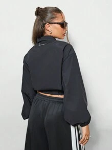 SUMWON WOMEN Áo khoác tiện ích có khóa kéo nylon Blouson - màu đen - Xem 2