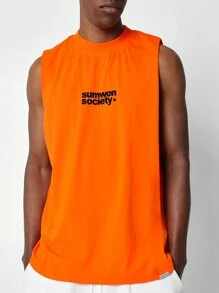 SUMWON Camiseta sin mangas de ajuste regular con estampado gráfico - Naranja - Ver 3