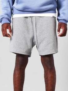 SUMWON 常规款基本款垂裆短裤 - 淺灰色 - 查看 2