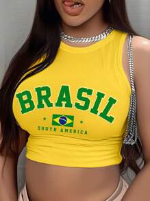 Slaydiva Camiseta de tirantes ajustada y casual con cuello simple para mujer, verano