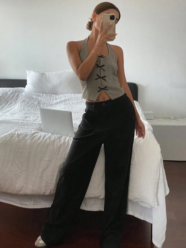 Women's Bow Tie Backless Casual Camisole Tank Top