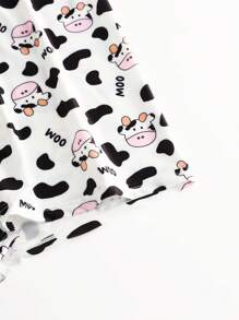 Men's Letter & Cow Print Casual Boxer Shorts - White - View 5