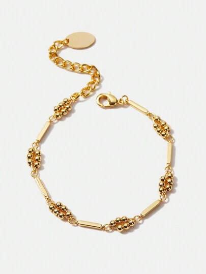 MOTF PREMIUM BRAZALETE DE CADENA DE ESLABONES CON CUENTAS ENCHAPADO EN ORO DE 18K