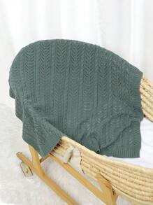 1 件简约纯色针织婴儿毯，多用途，适用于婴儿车、午睡、沙发、所有季节爱情情人节