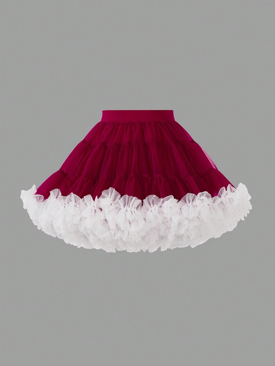 SHEIN Tween Girls' Casual Elegant Cute Tulle Skirt