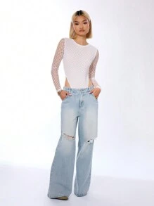 MUSERA Long Sleeve Fitted Body Suit Casual Spring Summer Vacation Easter - White - View 4