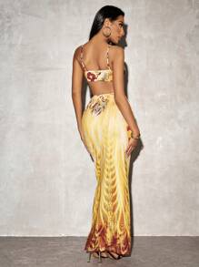 SHEIN SXY Elegant Knitted Floral Cutout Bodycon Cami Dress