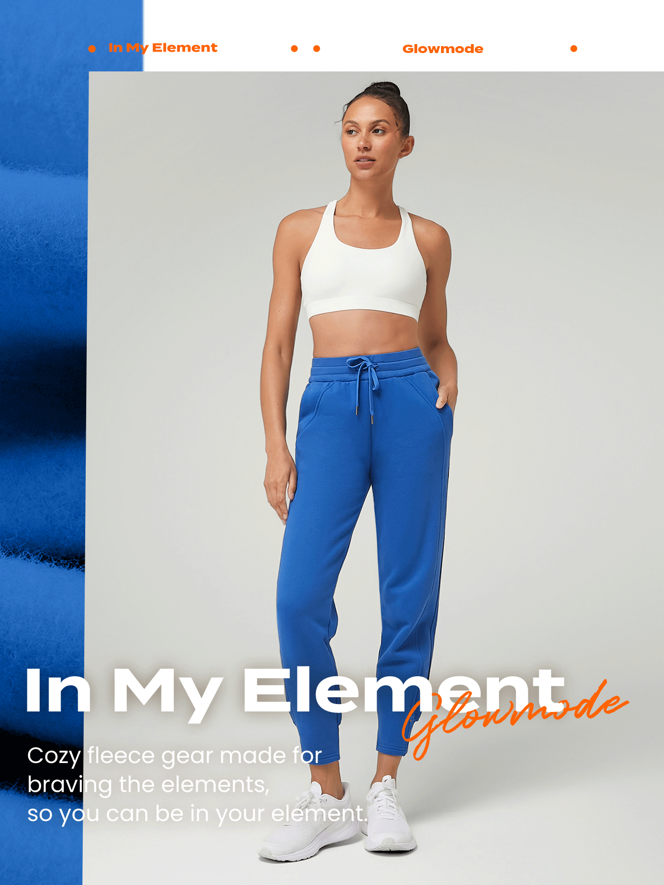 GLOWMODE Quần chạy bộ bằng vải cotton pha lông cừu ấm cúng hai bước hai tông màu - Màu xanh lam - Xem 8