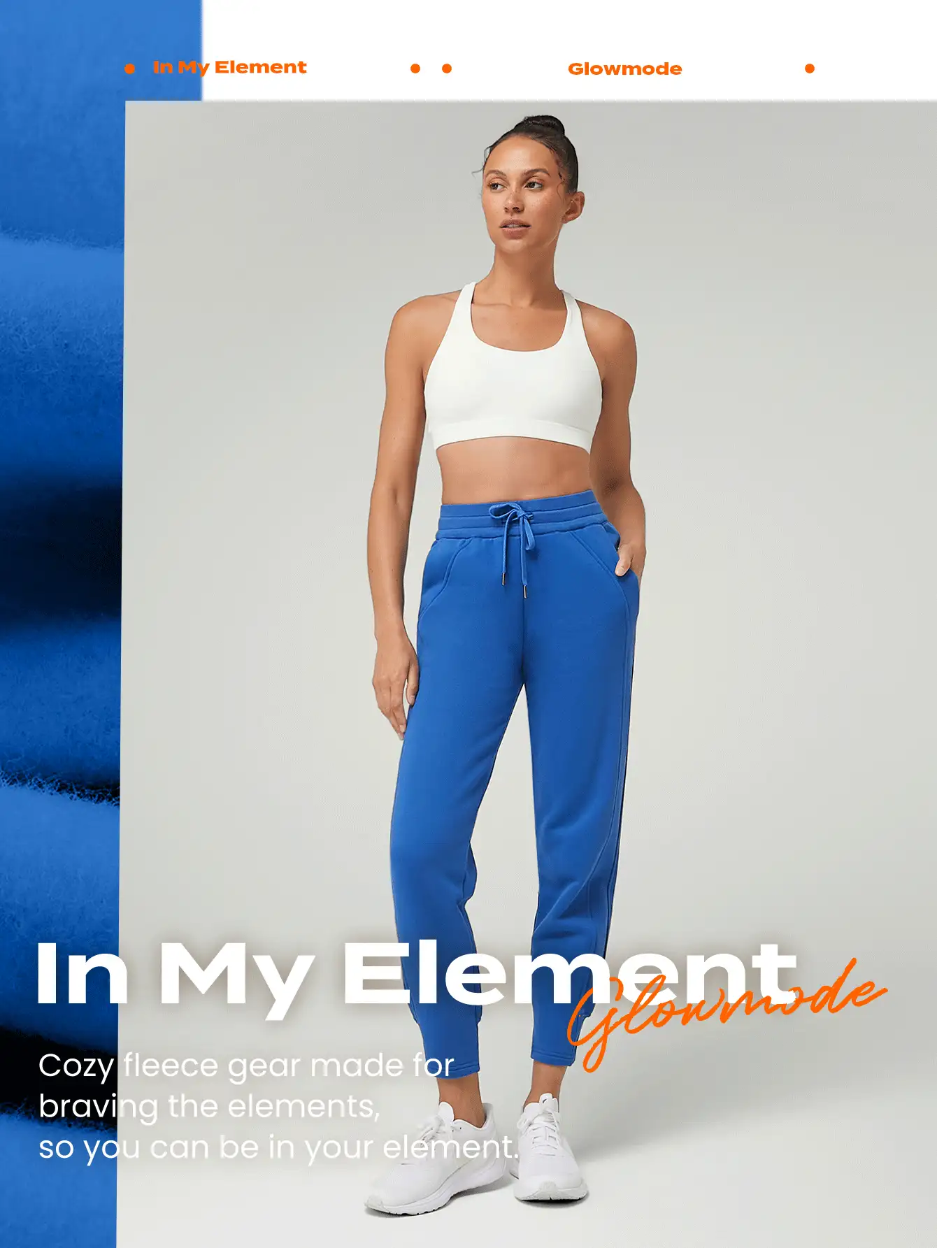 GLOWMODE Quần chạy bộ bằng vải cotton pha lông cừu ấm cúng hai bước hai tông màu - Màu xanh lam - Xem 8