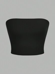 SHEIN EZwear 3 件套女士休闲无袖修身短款黑白抹胸，夏季 - 彩色 - 查看 5