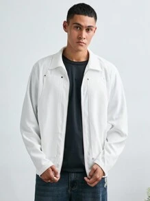 Manfinity VCAY Chaqueta informal de manga larga, de apertura frontal, suelta y de color liso, tejida para hombre